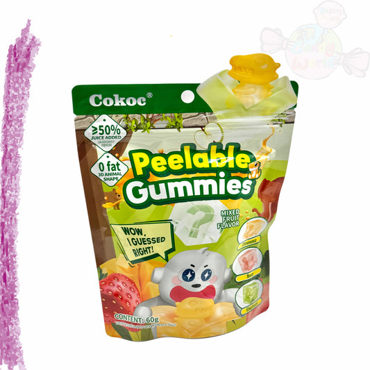Cokoc Peelable Gummies Peeling Soft Candy Mixed Fruit Animals 60g