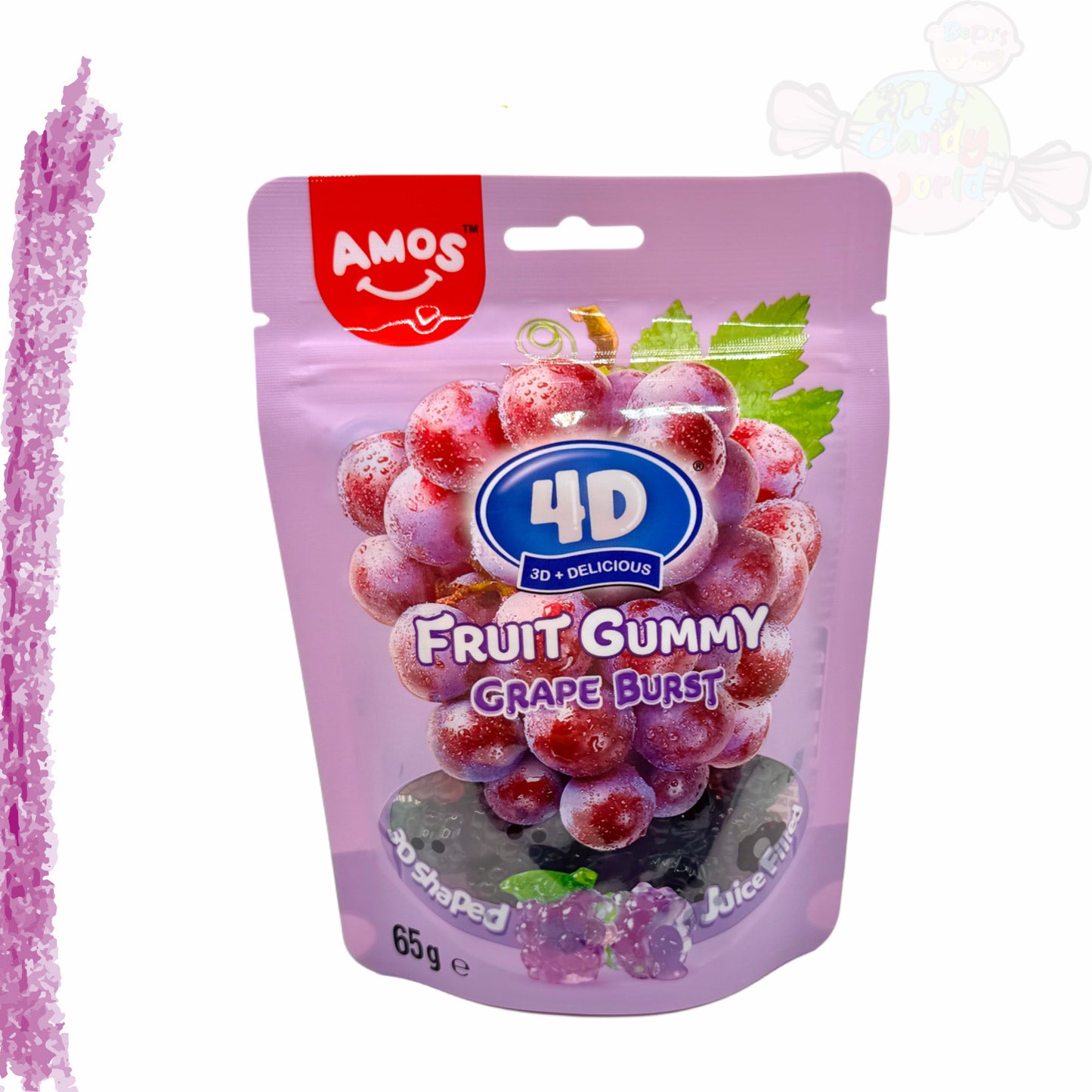 Amos 4D Juicy Burst Grape Fruit Gummy 65g