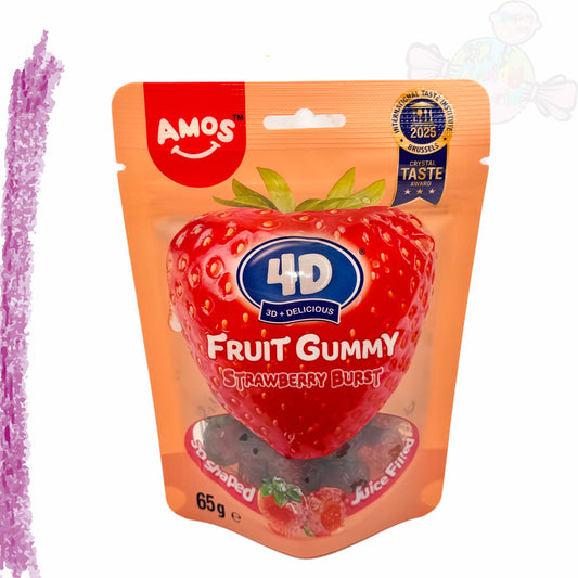 Amos 4D Juicy Burst Strawberry Fruit Gummy 65g