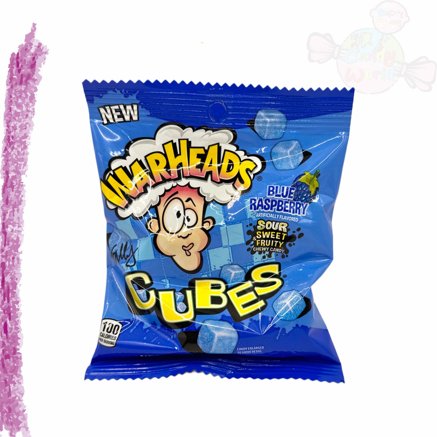 Warheads Blue Raspberry Cubes Bag 99g